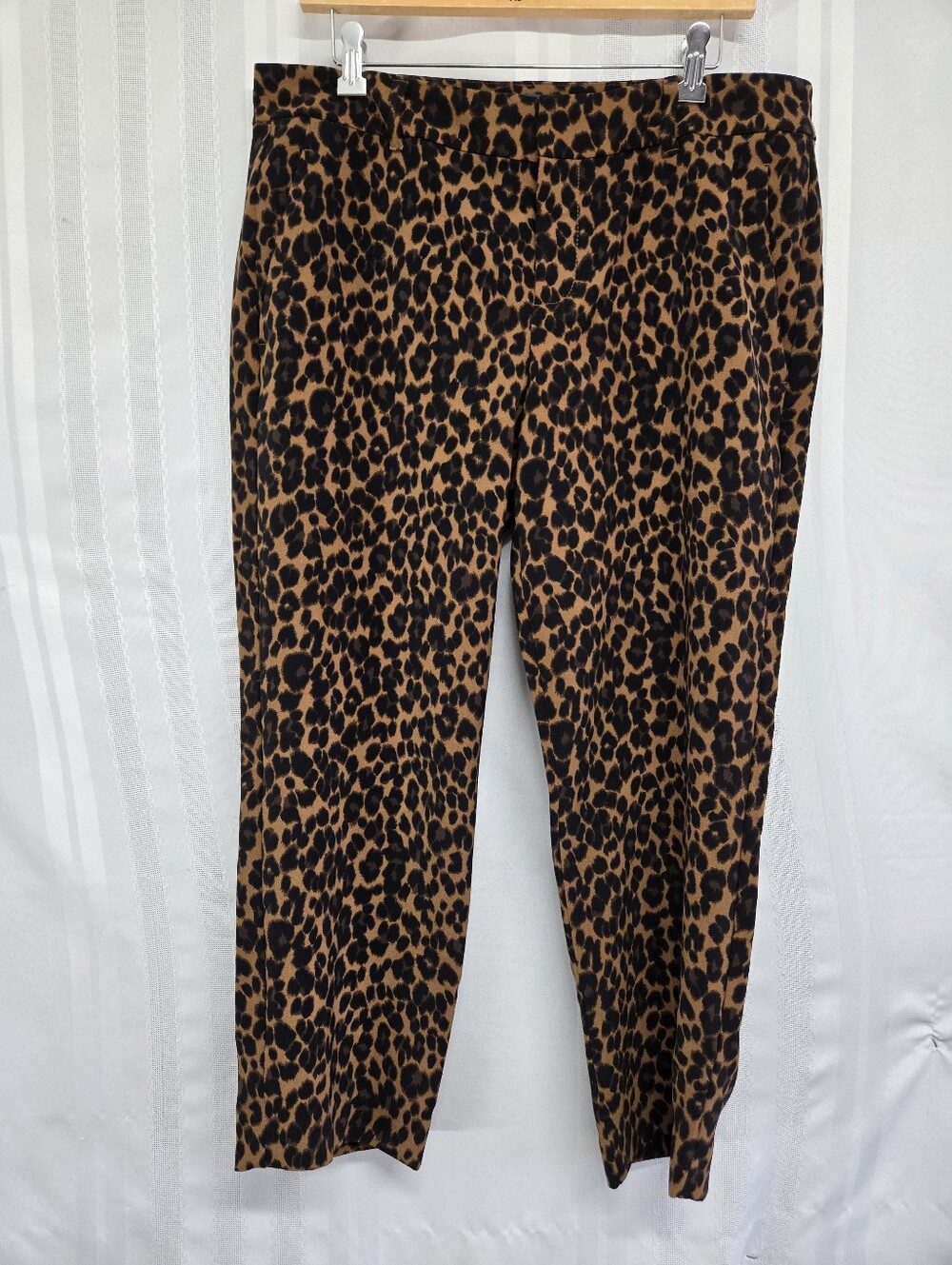 OLD NAVY HARPER ANKLE MID RISE PANTS LEOPARD PRINT ZIP FLY FLAT FRONT SIZE 12R